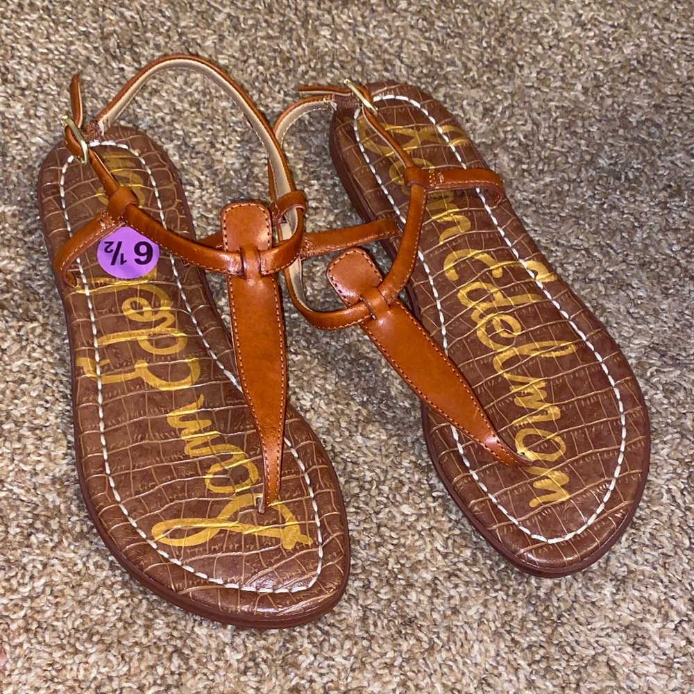 Sam Edelman | Brand New Tan Leather Thong Sandals